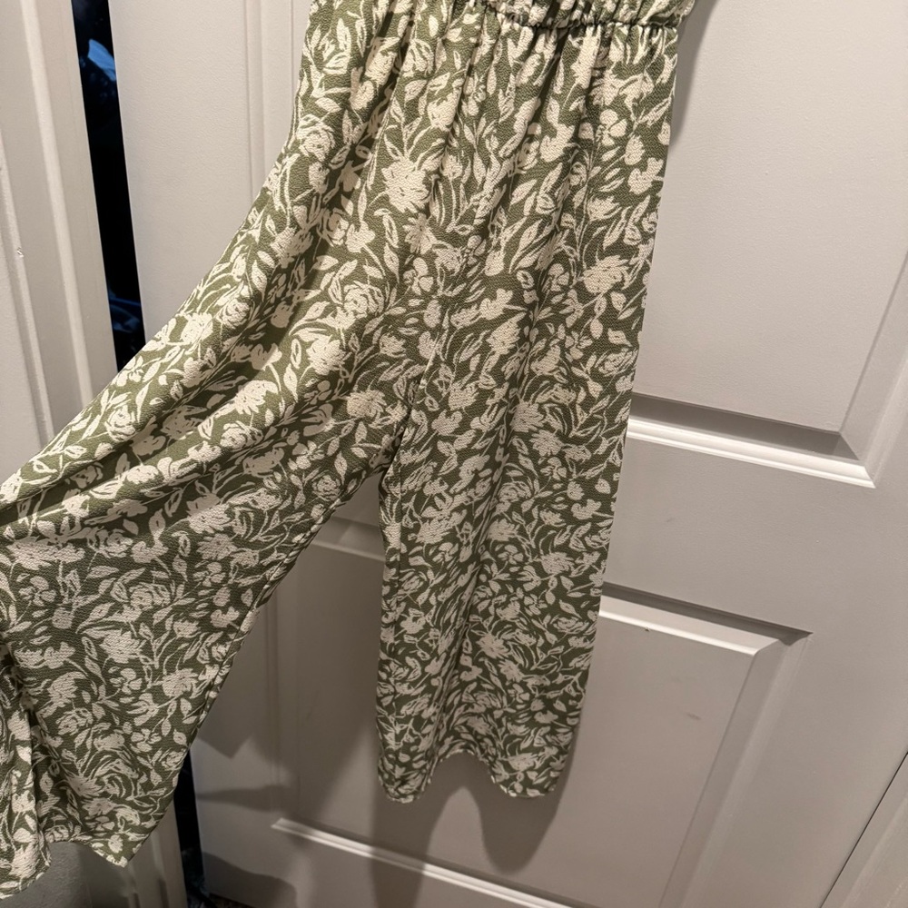 Everly cream and olive green patterned jumpsuit - Picture 3 of 7